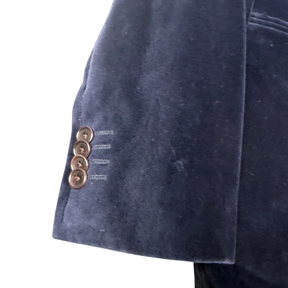 Etro Velvet Blazer Men IT 50 Blue Paisley Lining Two Button Made In Italy